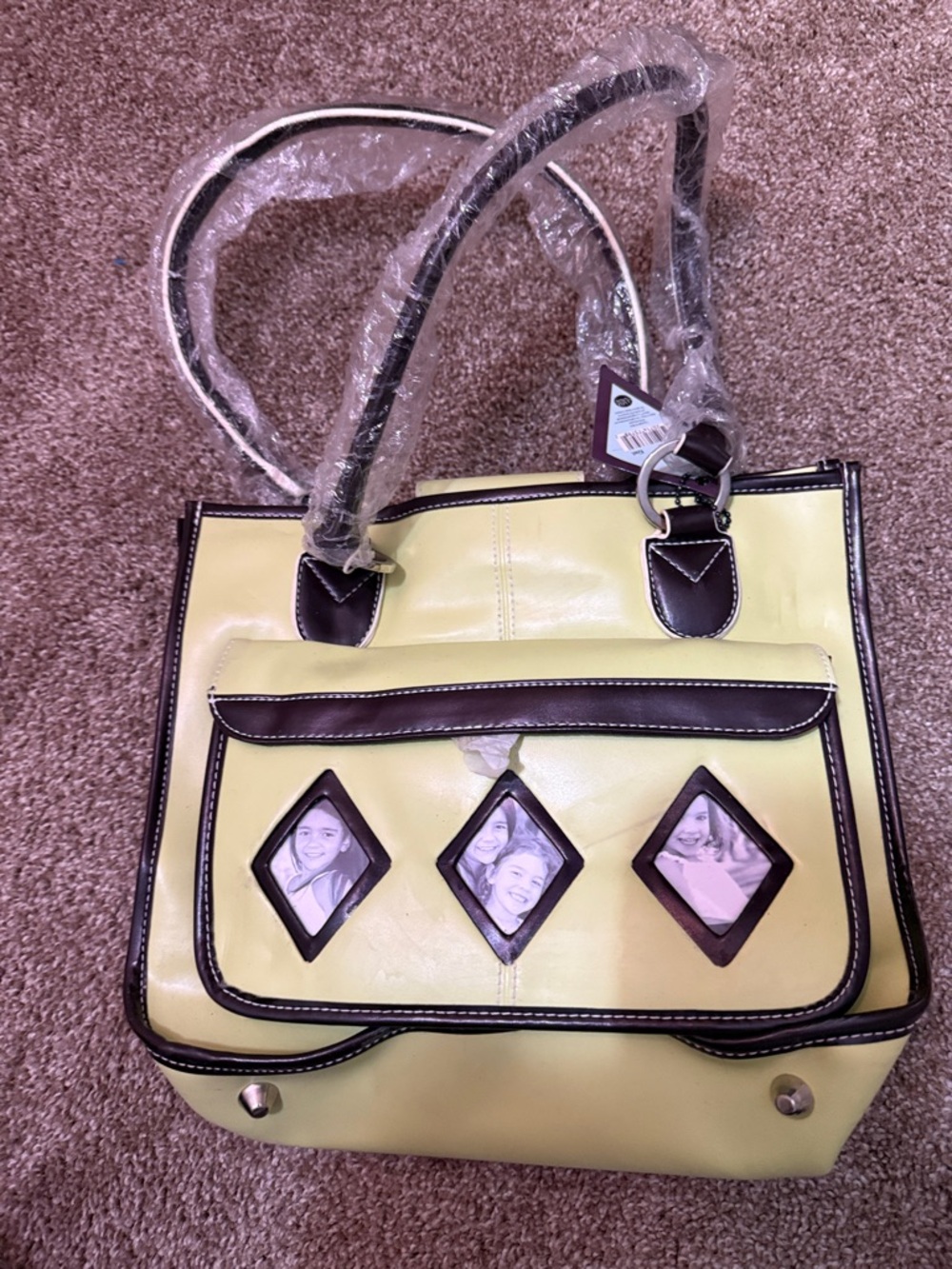Women’s Yellow and Brown Photo-Window Tote Bag